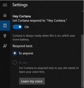 Cortana-settings