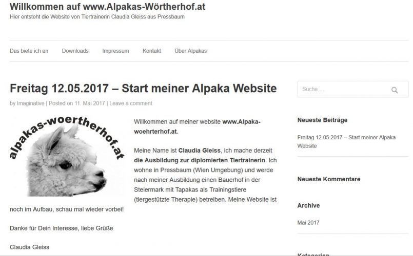 Neu Website: Therapie mit Alpakas in Österreich