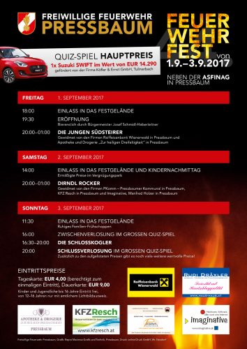 Feuerwehrfest Pressbaum 1.9 - 3.9.2017