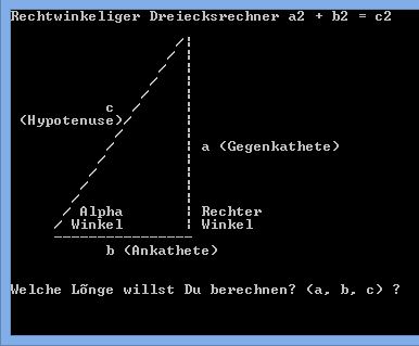 Programm 04: Rechtwinkeliges Dreieck berechnen - Unterstufe