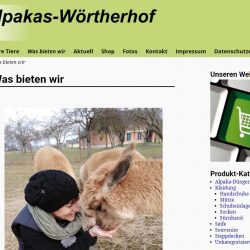 Alpakas-Wörtherhof Website mit Webshop
